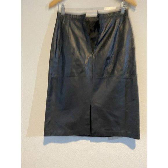 West Bay Sport Leathers Vintage 100% Leather Pencil Skirt Size 8 Black - Picture 5 of 9